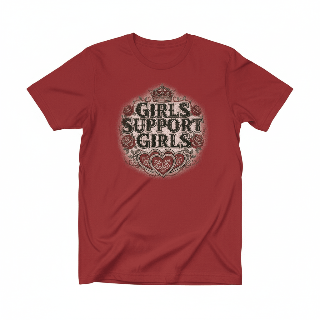 Girls Support Girls T-Shirt - Girl Power Valentine's Design - TaggEt Dezignz