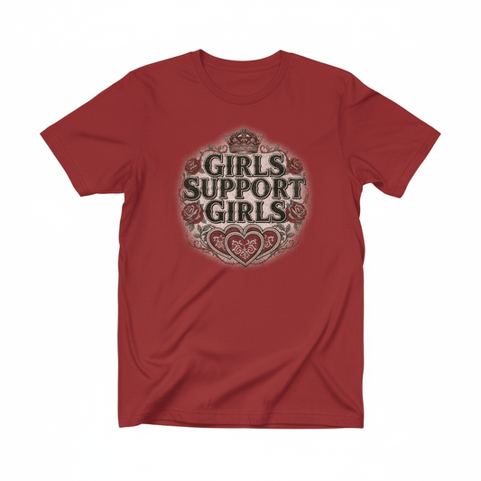 Girls Support Girls T-Shirt - Girl Power Valentine's Design - TaggEt Dezignz