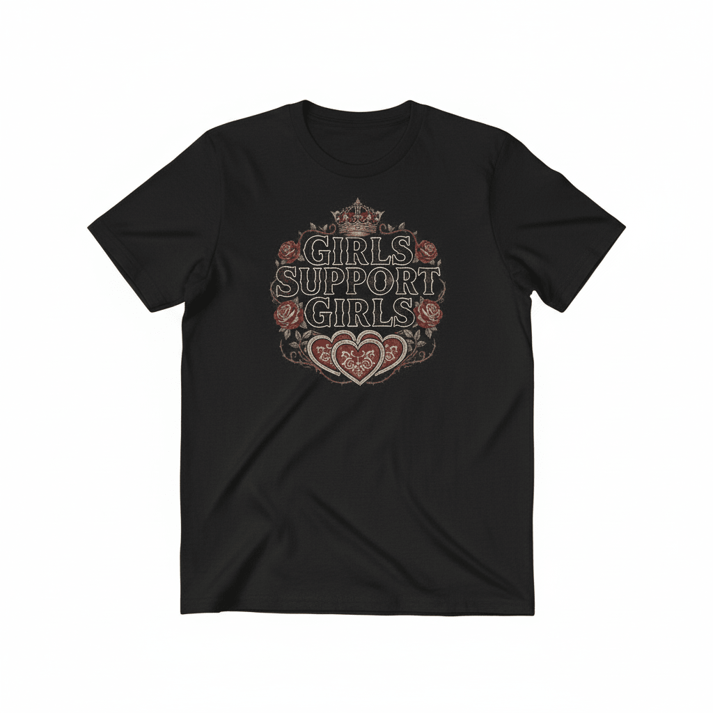 Girls Support Girls T-Shirt - Girl Power Valentine's Design - TaggEt Dezignz