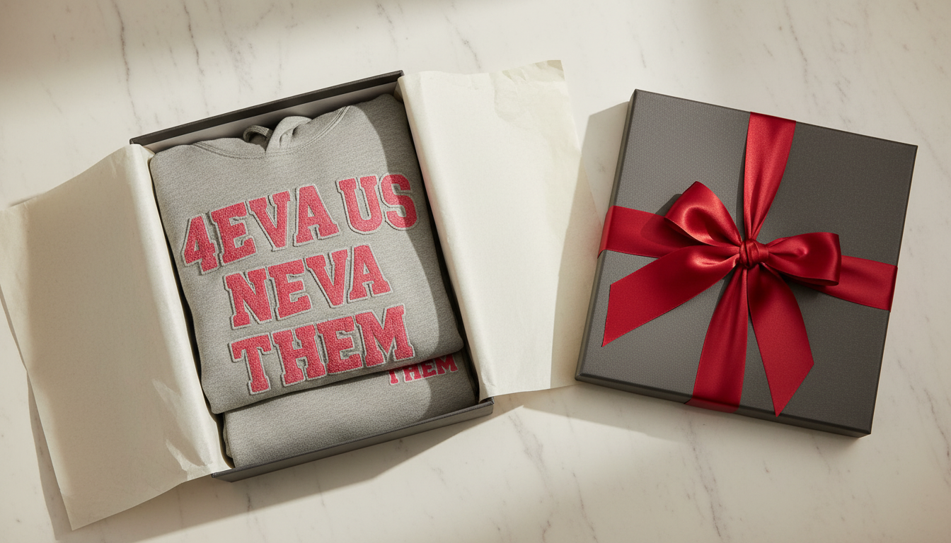 Gray and crimson jogger set in gift box