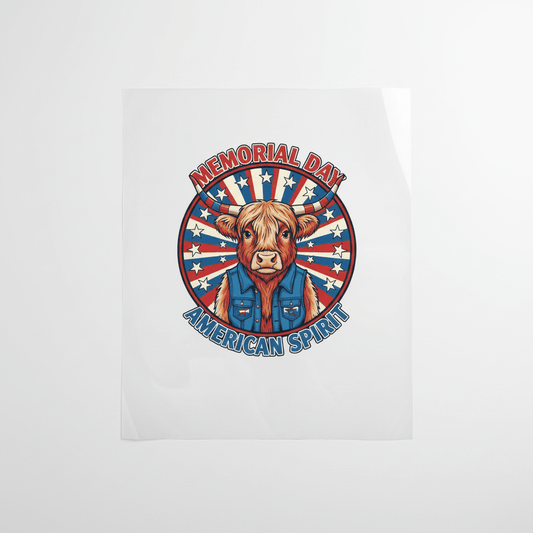 Highland Cow Patriotic Denim Vest — Shirt or DTF Transfer - TaggEt Dezignz
