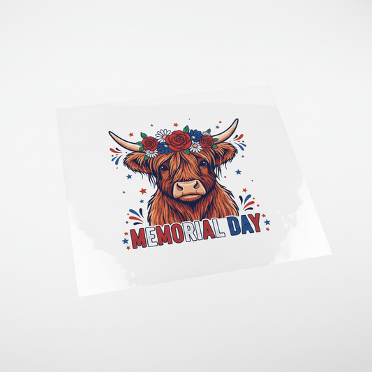 Highland Cow Patriotic Floral Crown — Shirt or DTF Transfer - TaggEt Dezignz
