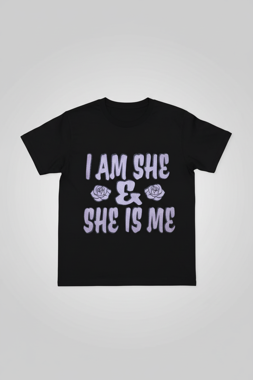 I Am She t-shirt in black
