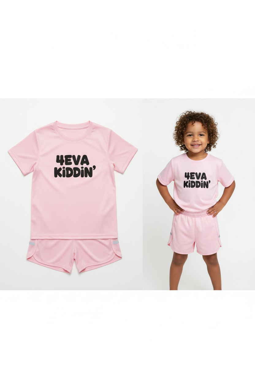 4eva Kiddin' Kids Athletic Set in Pastel Pink