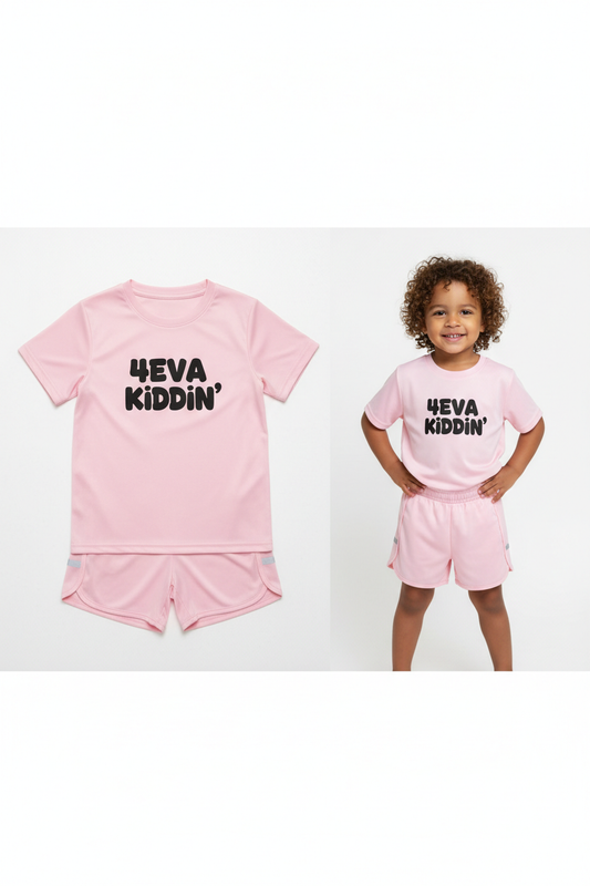 4eva Kiddin' Kids Athletic Set in Pastel Pink