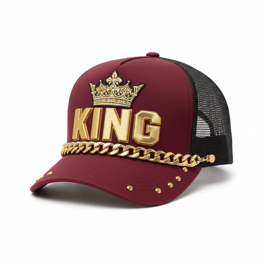KING Embellished Trucker Hat – Maroon & Gold - TaggEt Dezignz