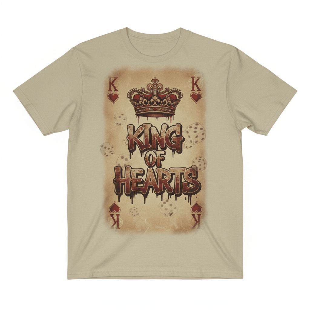 King of Hearts T-Shirt - Vintage Valentine's Playing Card Design - TaggEt Dezignz