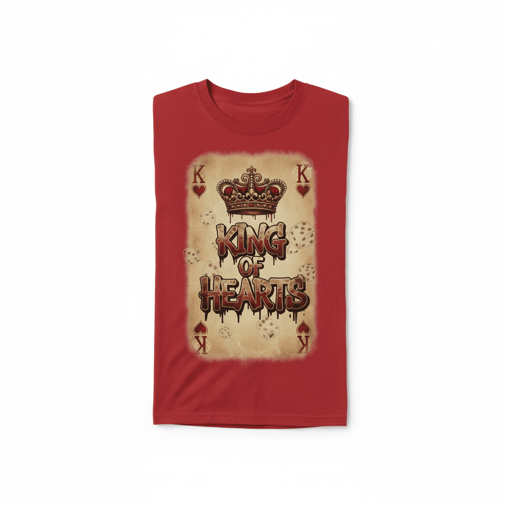 King of Hearts T-Shirt - Vintage Valentine's Playing Card Design - TaggEt Dezignz