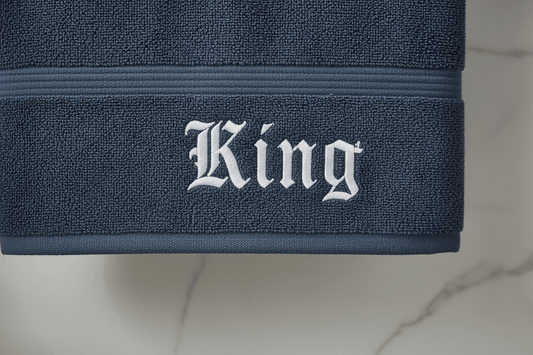 King Spa Bundle – Navy Towels / White Embroidery - TaggEt Dezignz