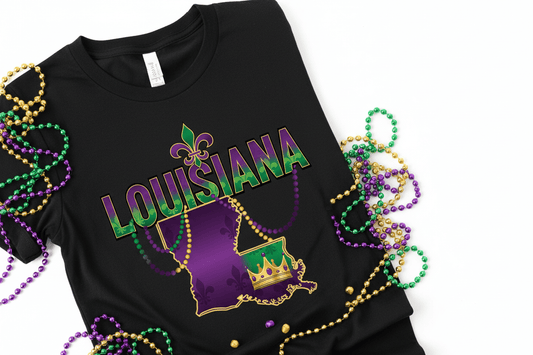 Louisiana Pride Mardi Gras T-Shirt - Purple Green Gold - TaggEt Dezignz