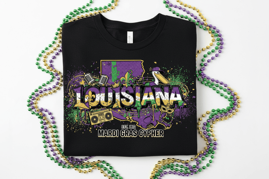 Mardi Gras Cypher T-Shirt - Hip-Hop Purple Green Gold - TaggEt Dezignz