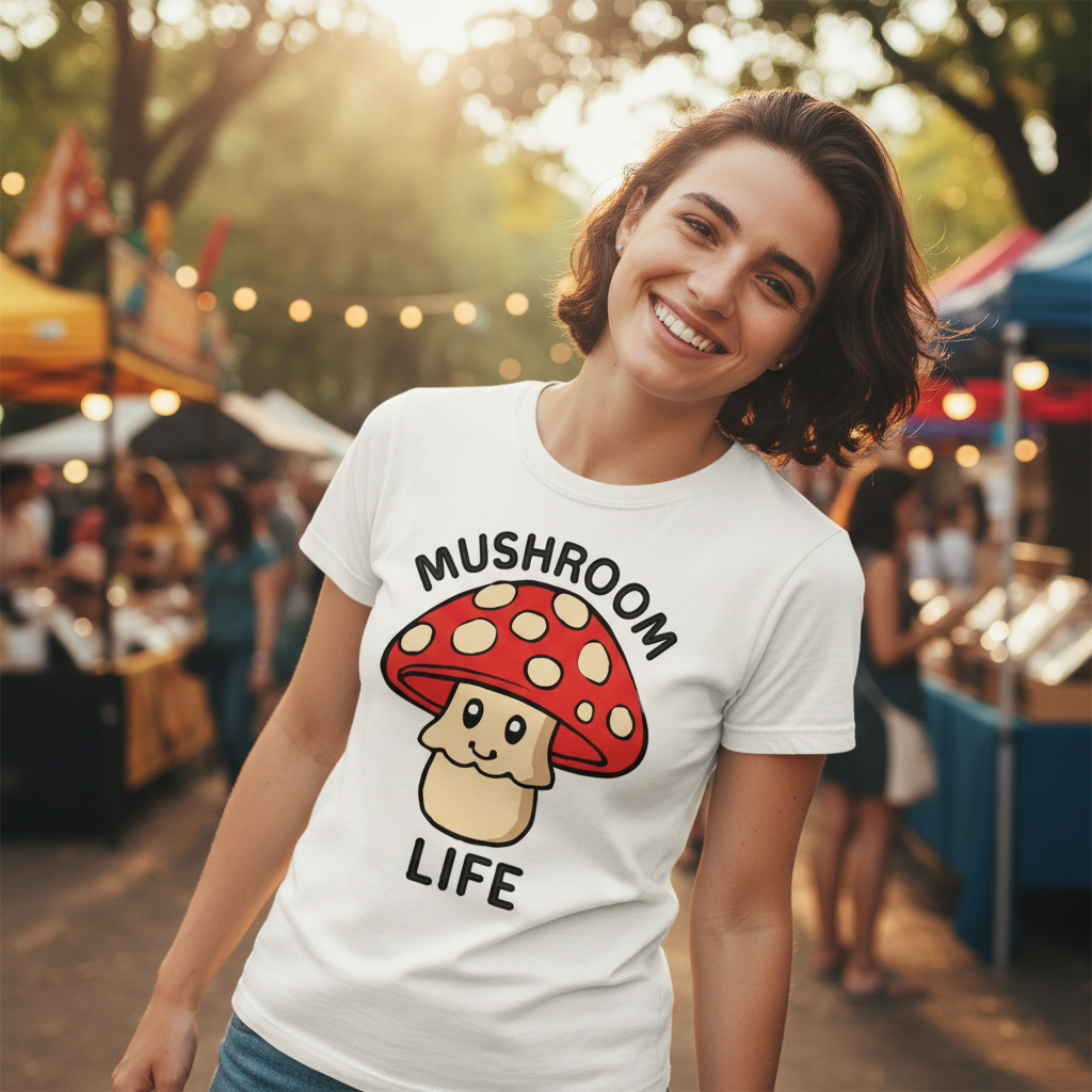 Mushroom t-shirt lifestyle photo