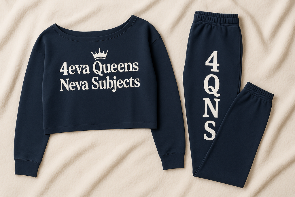 Navy Blue & White Regular or Flare Leg Jogger Set