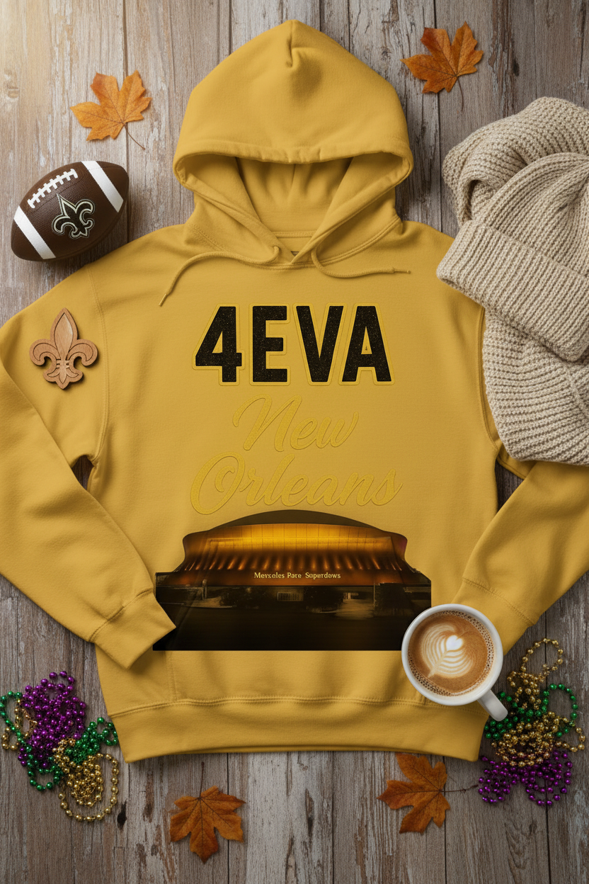 New Orleans Superdome Hoodie Fall Football Flat Lay