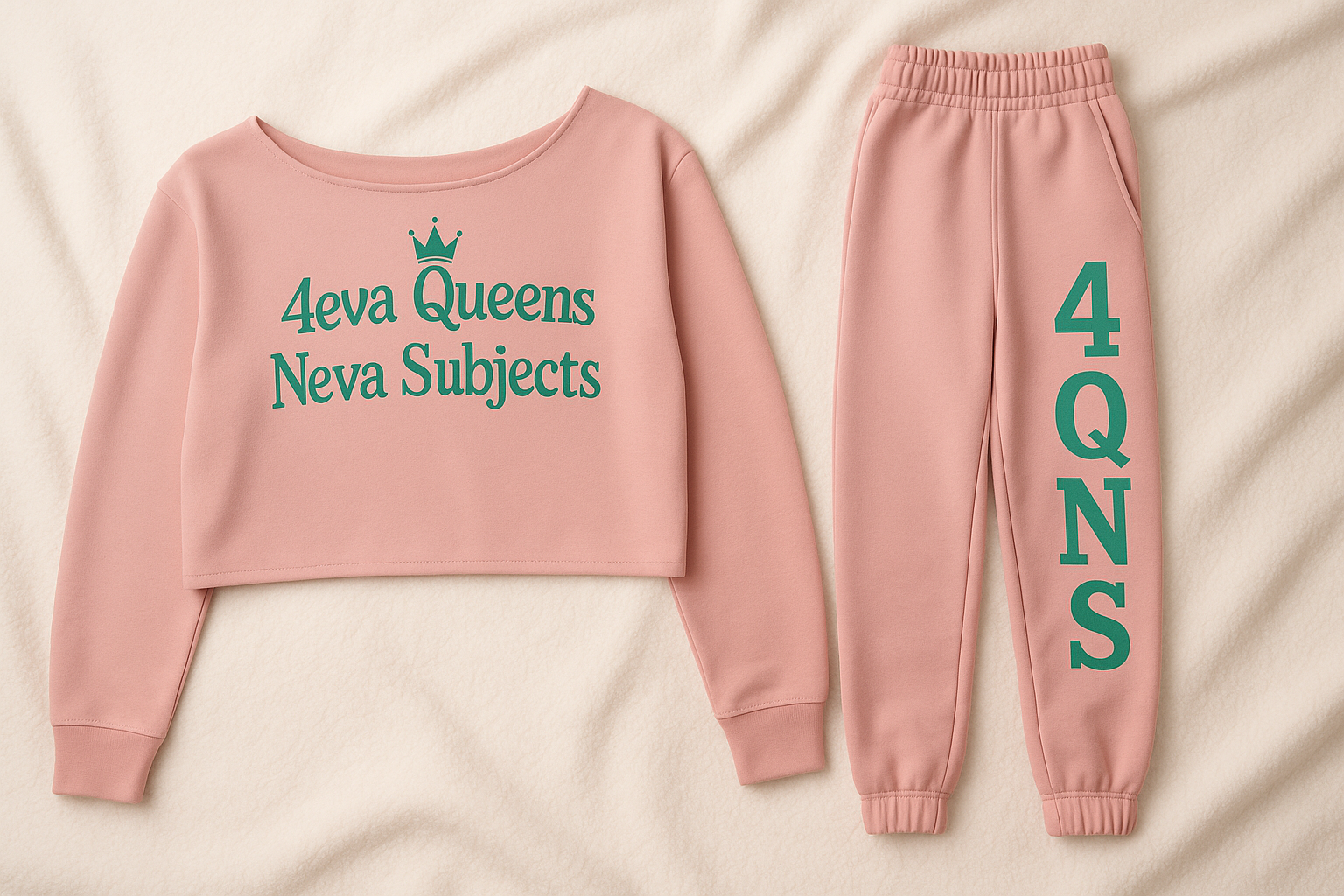 Pink & Green Regular or Flare Leg jogger Set