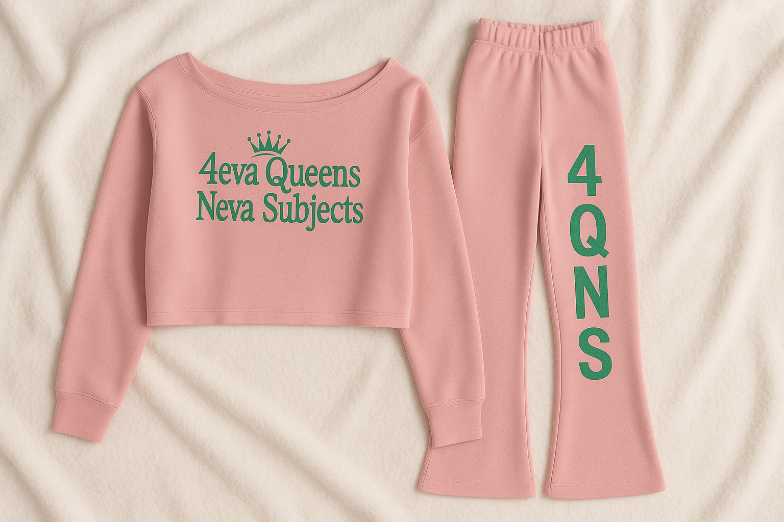 Pink & Green Regular or Flare Leg jogger Set