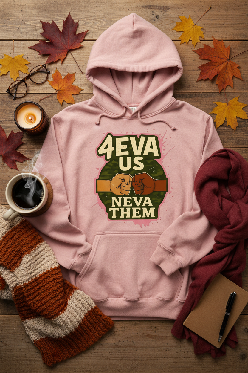 Pink Border Hoodie Fall Flat Lay