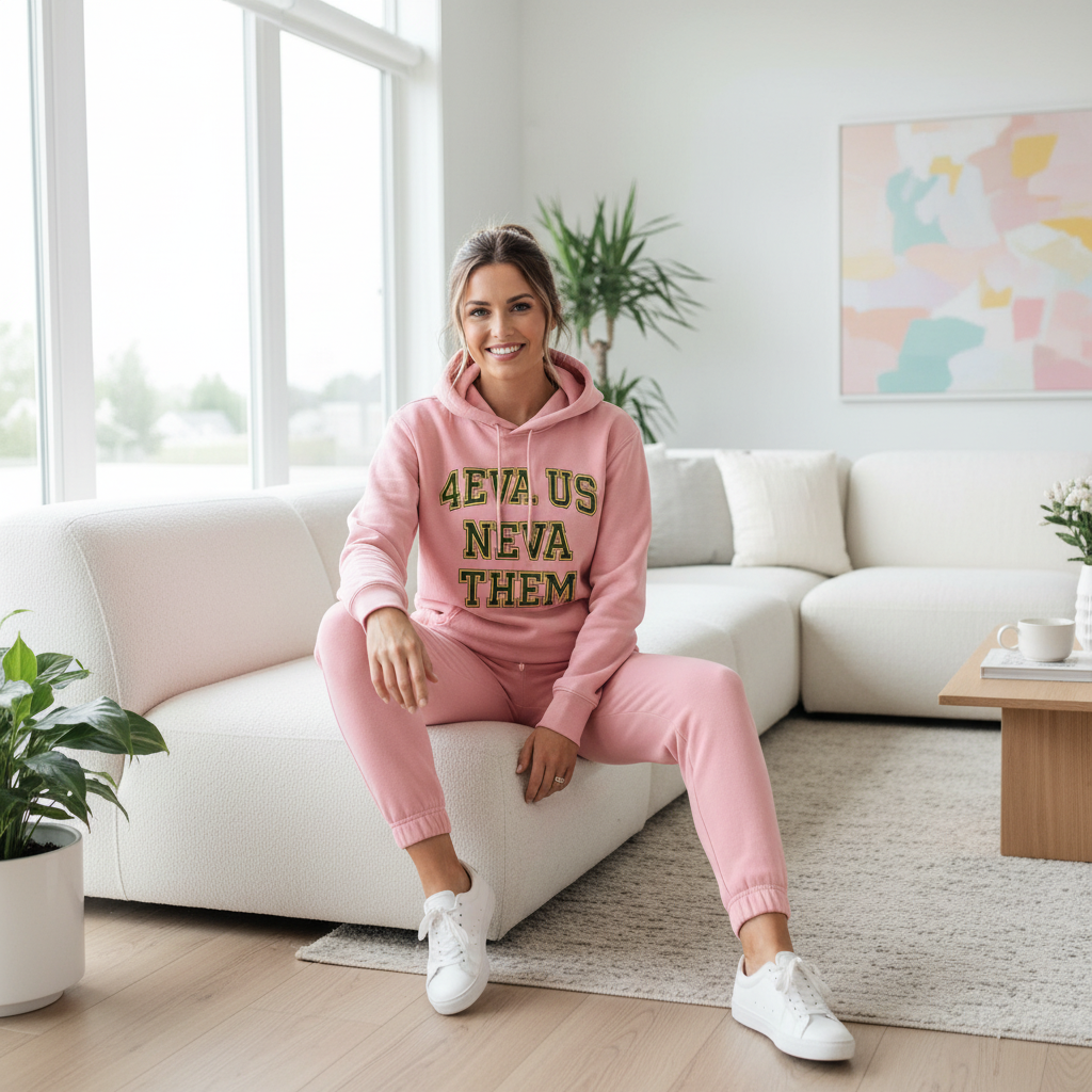 Pink jogger set lifestyle photo