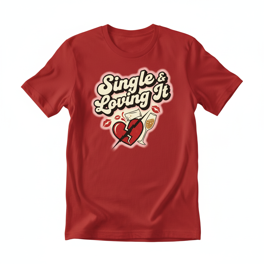 Single & Loving It Red T-Shirt