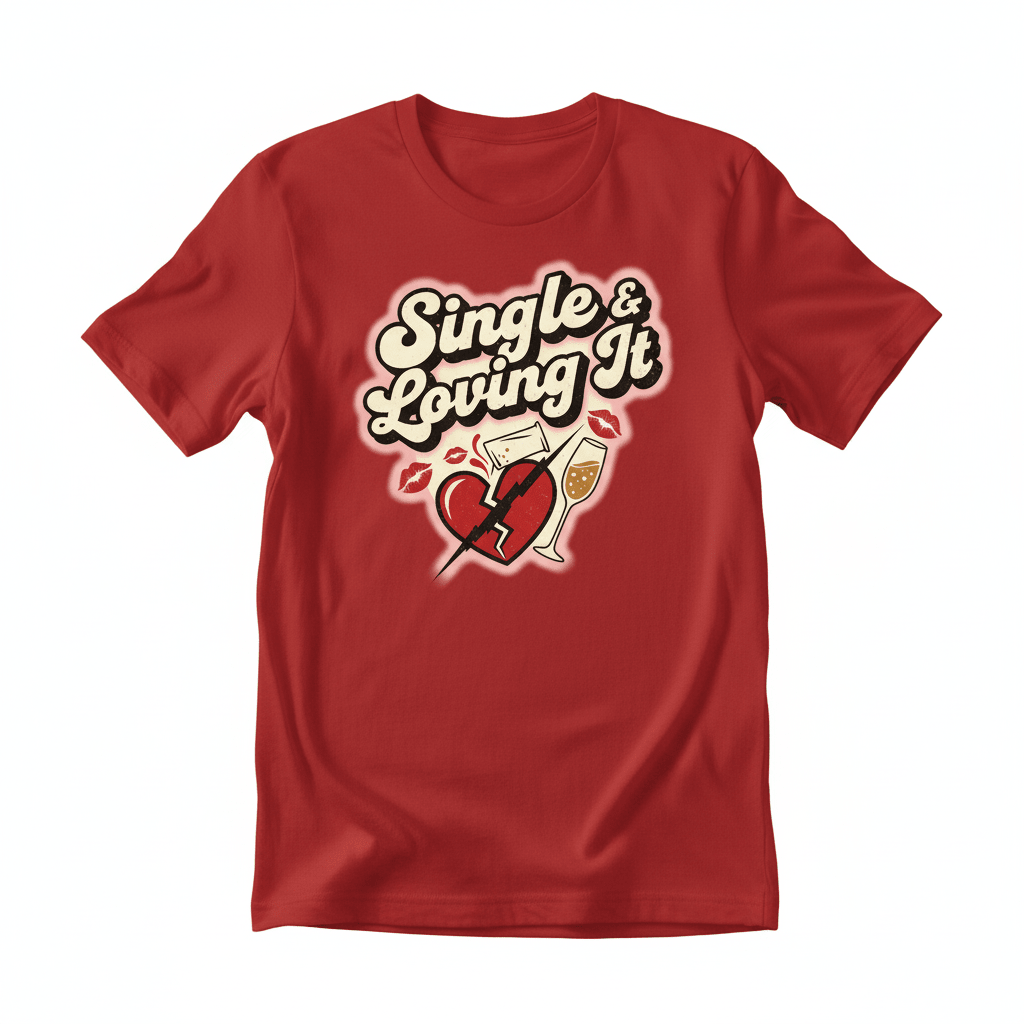 Single & Loving It T-Shirt - Sassy Anti-Valentine's Design - TaggEt Dezignz