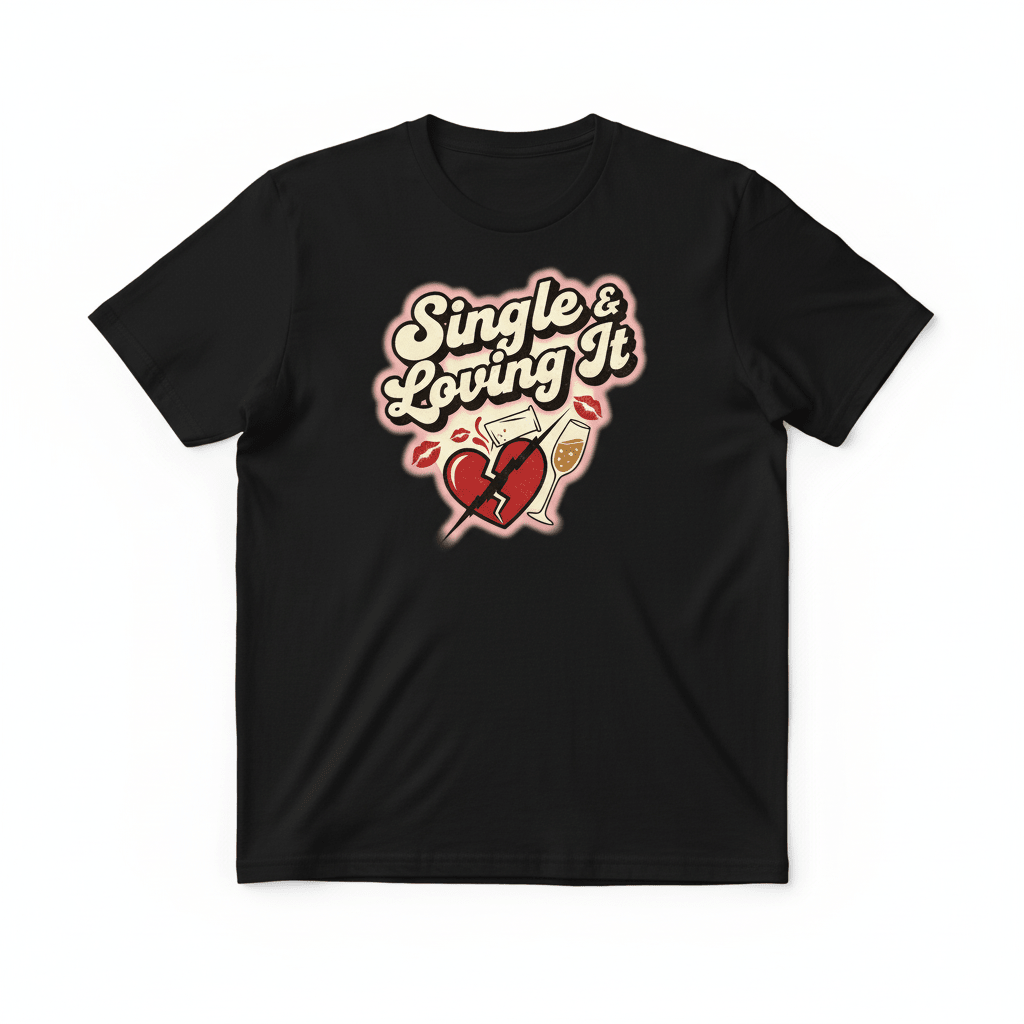 Single & Loving It T-Shirt - Sassy Anti-Valentine's Design - TaggEt Dezignz