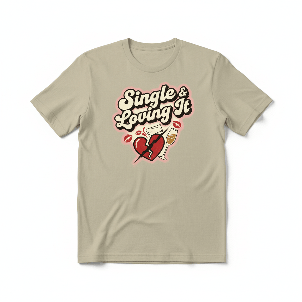 Single & Loving It T-Shirt - Sassy Anti-Valentine's Design - TaggEt Dezignz