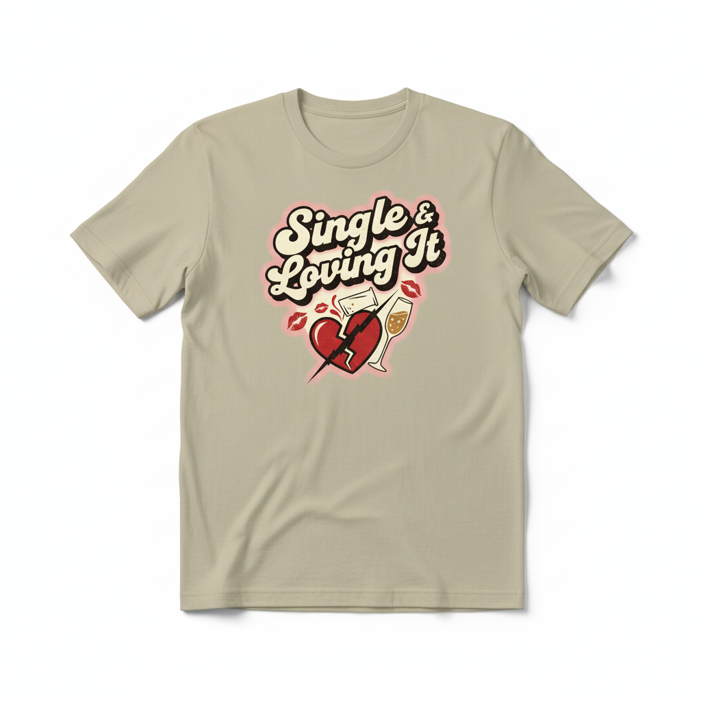 Single & Loving It Tan T-Shirt
