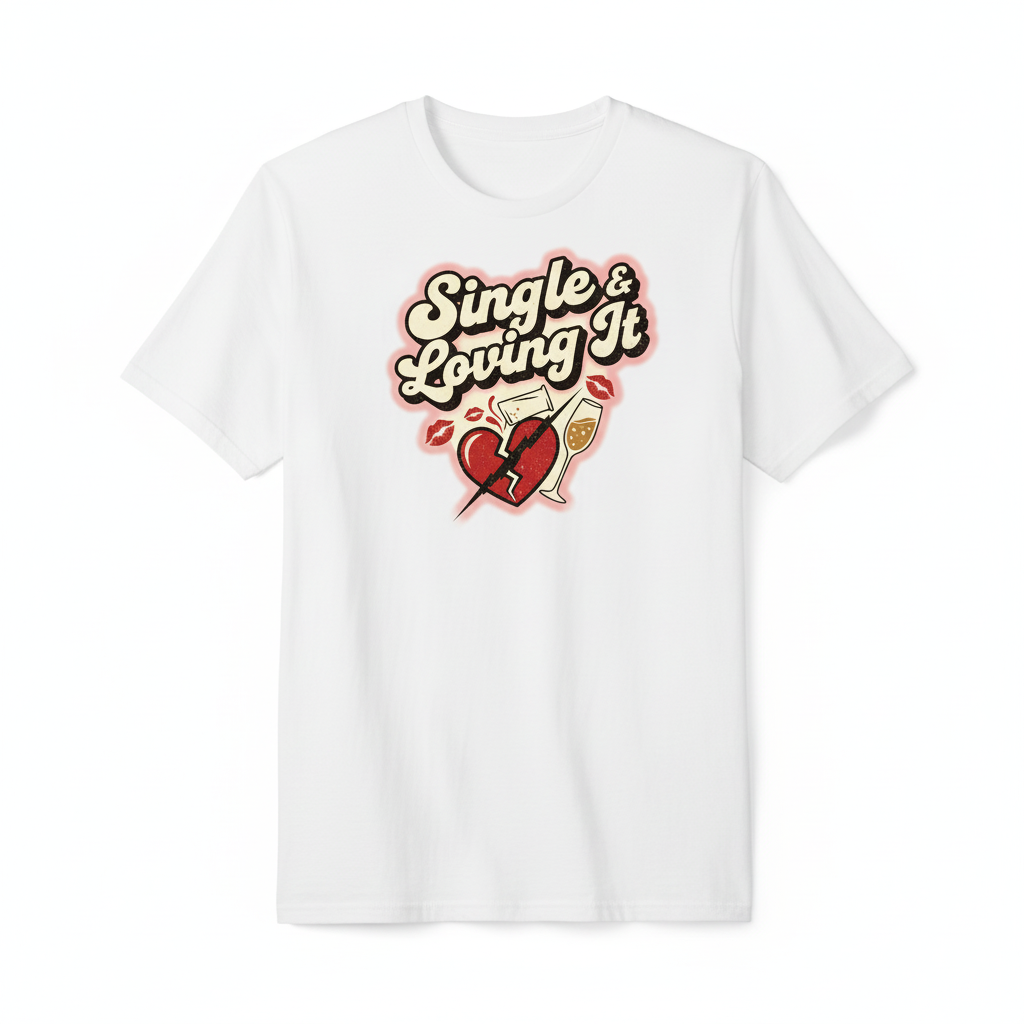 Single & Loving It White T-Shirt