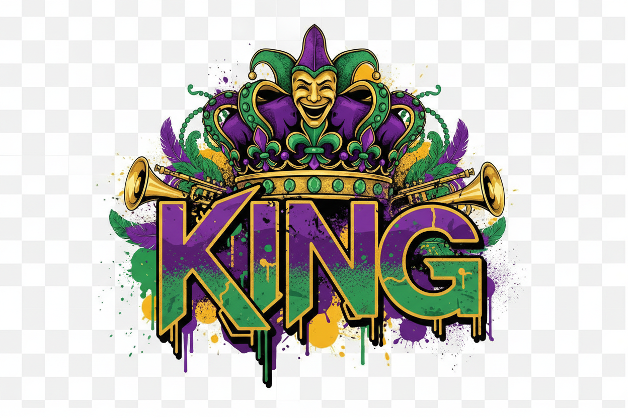 Streetwear KING Crown Mardi Gras DTF