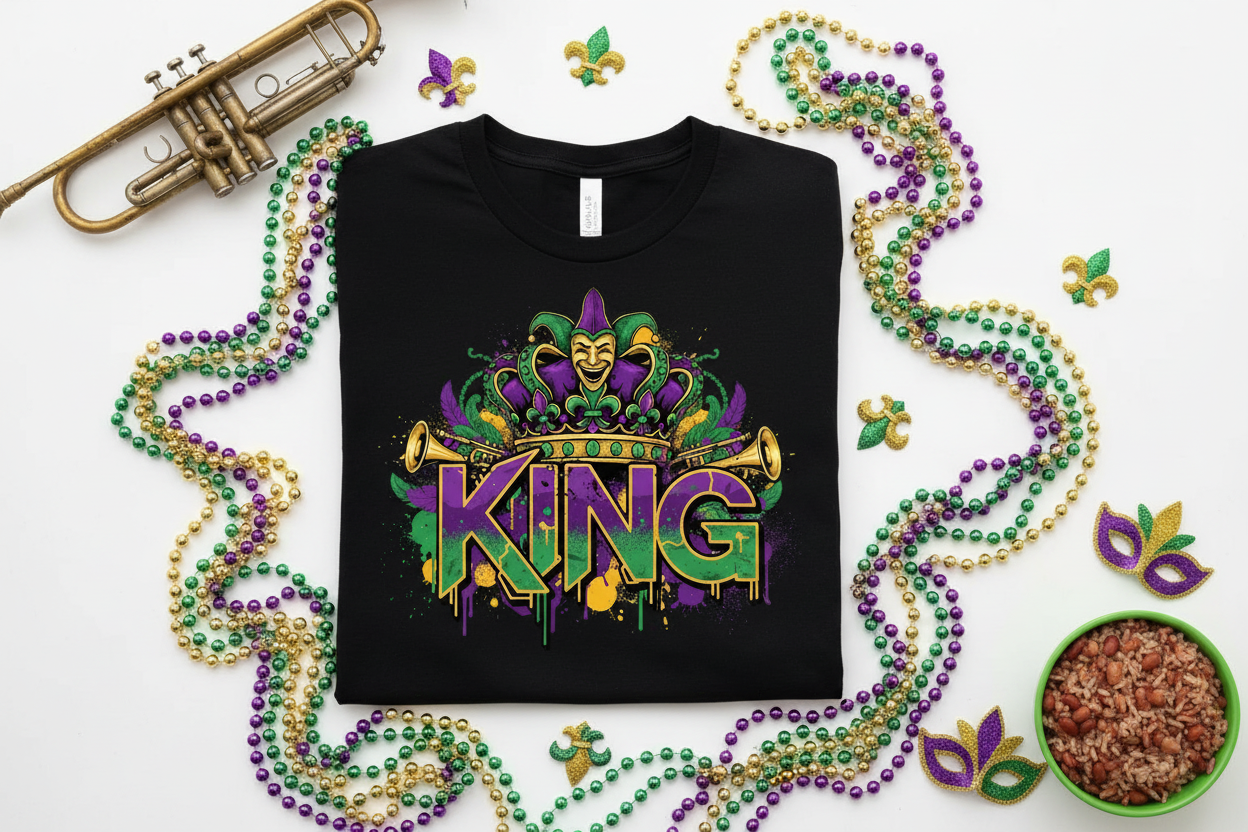 Streetwear KING Crown T-Shirt Mardi Gras Lifestyle