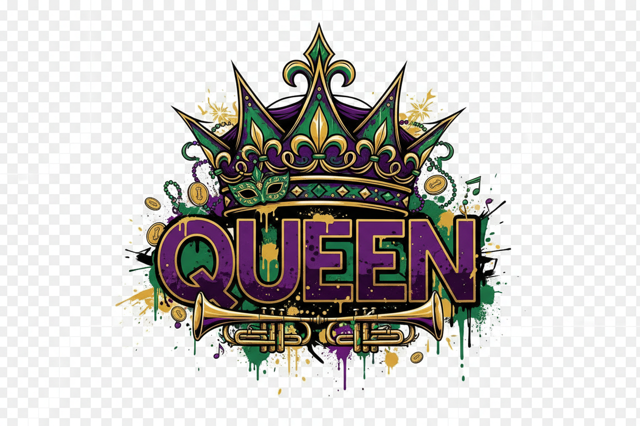 Streetwear QUEEN Crown Mardi Gras DTF
