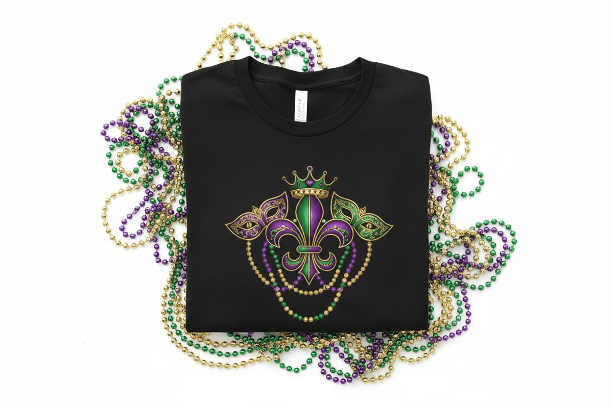 Traditional Fleur-de-lis Mardi Gras T-Shirt - Purple Green Gold - TaggEt Dezignz