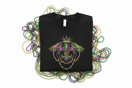 Traditional Fleur-de-lis Mardi Gras T-Shirt - Purple Green Gold - TaggEt Dezignz