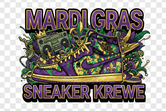 Urban Mardi Gras x Sneaker Culture DTF Transfer Sheet - Purple Green Gold - TaggEt Dezignz